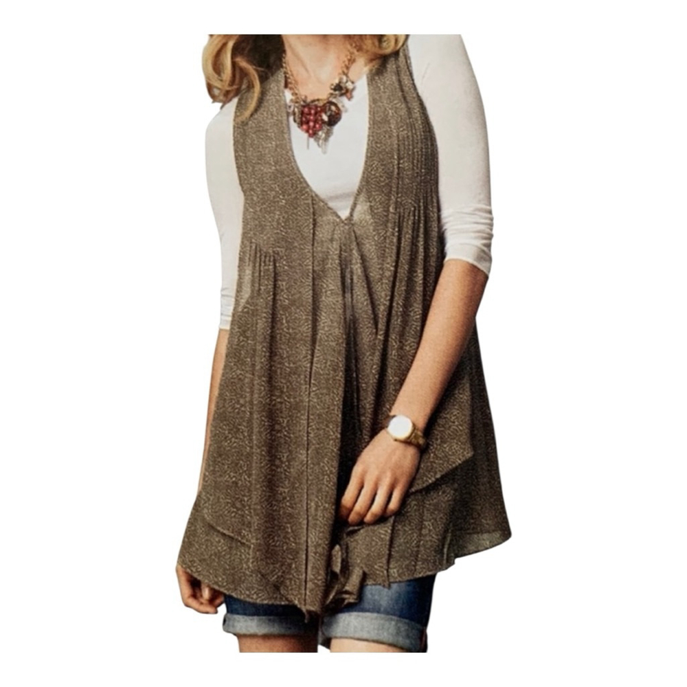 Women's Cabi Brown Beige Patterned Sleeveless Vest M